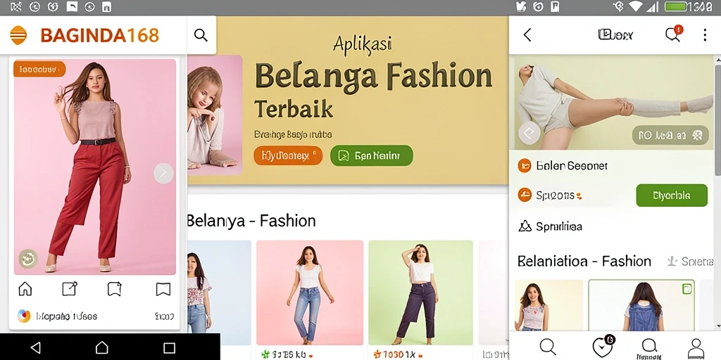Tampilan antarmuka aplikasi BAGINDA168 dengan koleksi fashion menarik.