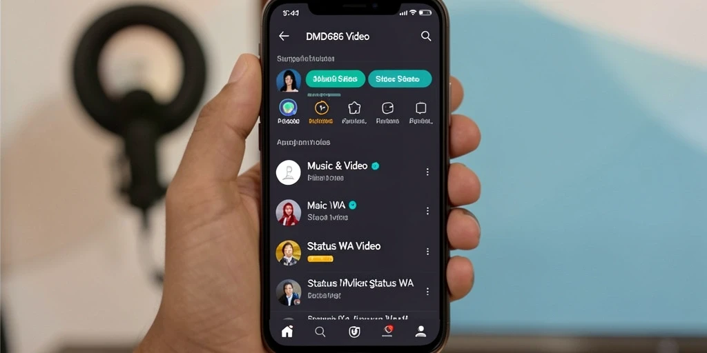 Antarmuka DMD686 dengan berbagai pilihan video status WA.