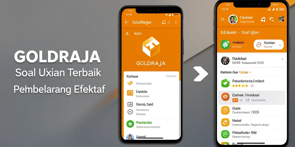 Tampilan antarmuka aplikasi GOLDRAJA dengan soal ujian interaktif.