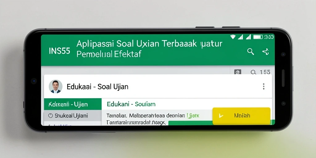 Tampilan antarmuka aplikasi INS55 dengan soal ujian yang interaktif.