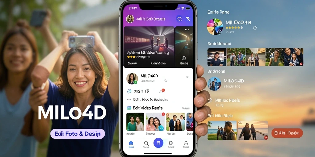 Tampilan antarmuka MILO4D untuk pengeditan video Reels yang mudah digunakan.