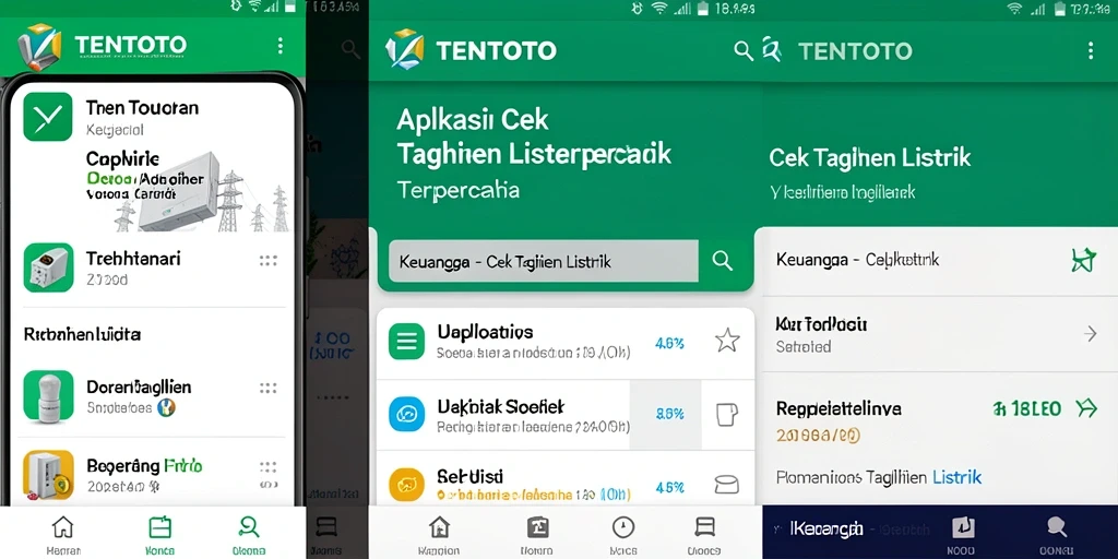 Antarmuka aplikasi TENTOTO untuk cek tagihan listrik yang intuitif.
